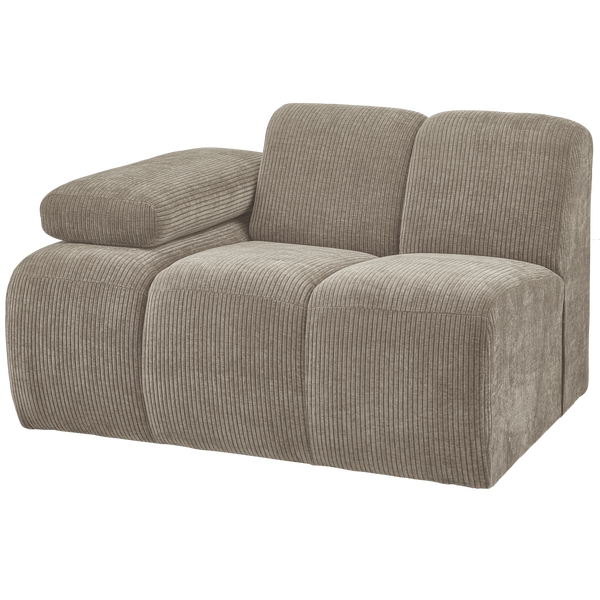 Image of MOJO 1-SEATER WITH ARM LEFT WOVEN RIB FABRIC DARK SAND