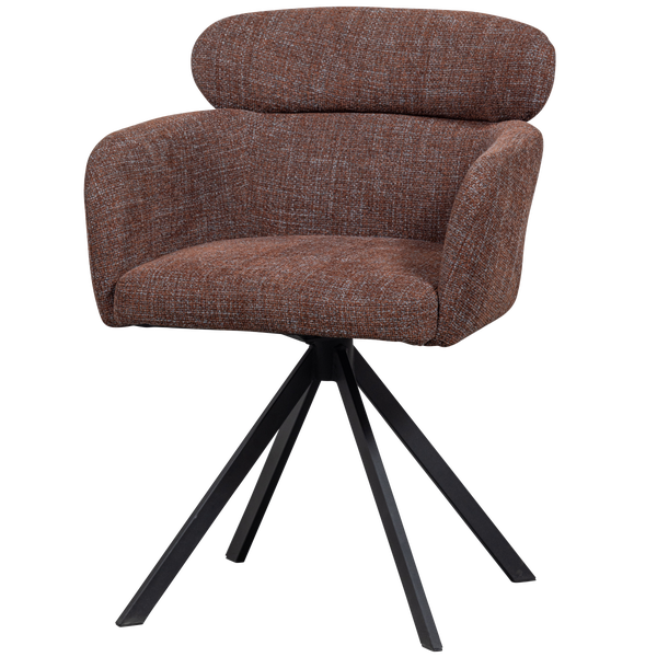 Image of FENNE SWIVEL DINING CHAIR WOVEN FABRIC CHESTNUT BROWN