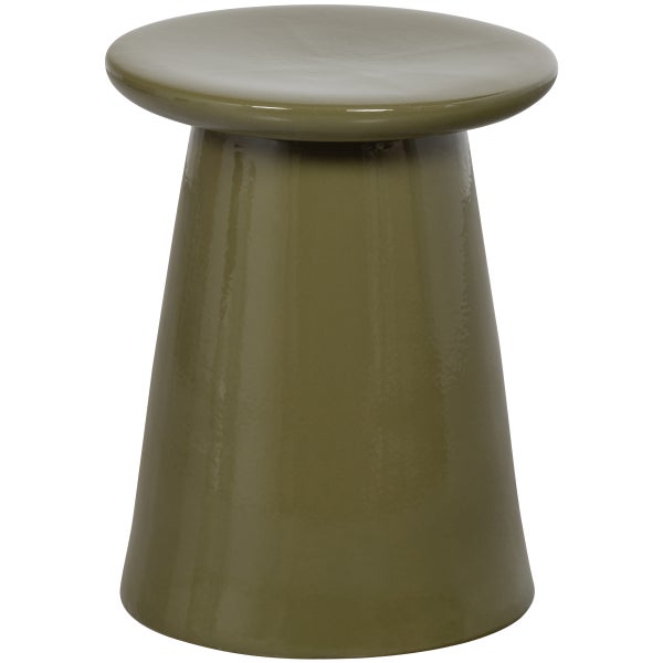 Image of BUTTON SIDE TABLE CERAMICS WARM GREEN 45x35ØCM