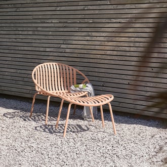 Image of BRUCE GARDEN ARMCHAIR + HOCKER SALMON PINK