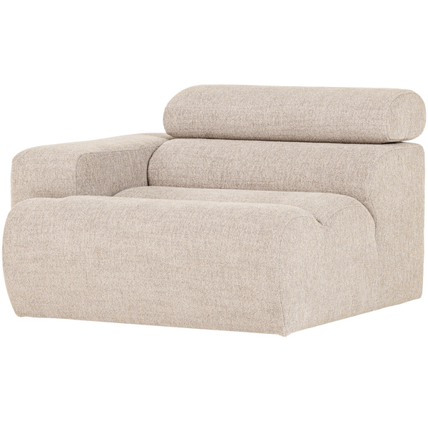 Image of NOVI 1-SEATER ELEMENT ARM LEFT BOUCLÉ NATURAL