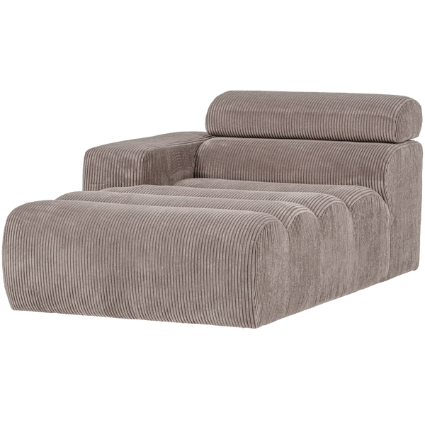 Image of NOVI CHAISE LONGUE ELEMENT ARM LEFT RIB FABRIC SAND