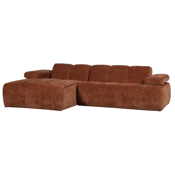 Image de MOJO CHAISE LONGUE CANAPE GAUCHE TISSU CÔTELÉ MARRON ROUILLE