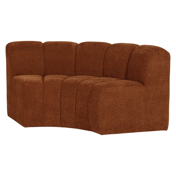 Afbeelding van MOJO EETBANK HALFRONDE HOEK RUGLEUNING RIB ROESTBRUIN [fsc]