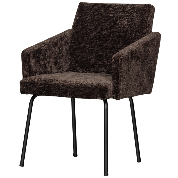 Image of MOUNT DINING CHAIR WITH ARMREST 3D CHENILLE DARK BROWN