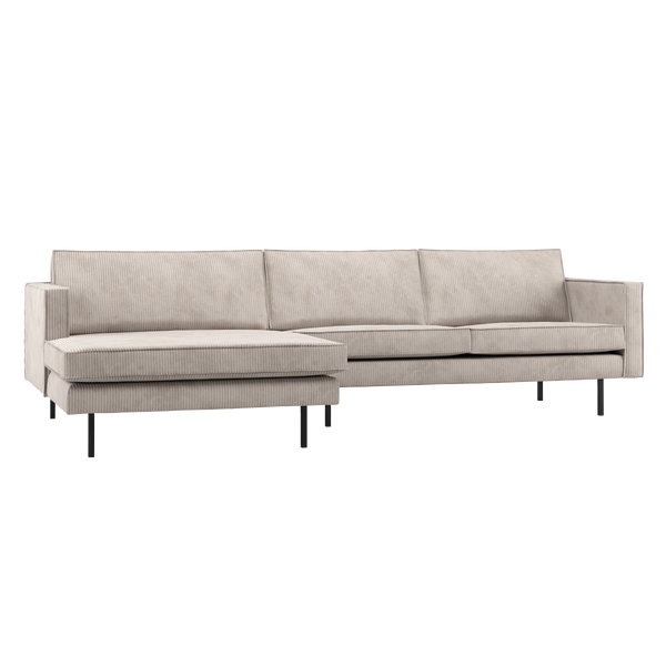 Image of RODEO CHAISE LONGUE SOFA LEFT RIBSTOF ECRU