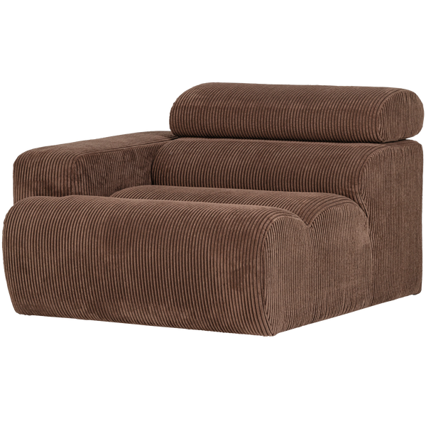 Image of NOVI 1-SEATER ELEMENT ARM LEFT RIB FABRIC MOCHA BROWN
