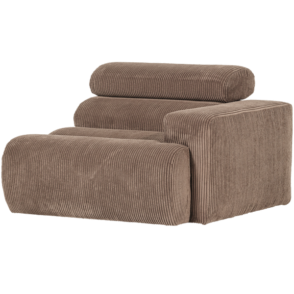 Image of NOVI 1-SEATER ELEMENT ARM RIGHT RIB FABRIC TAUPE