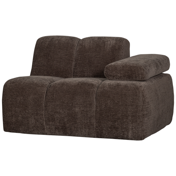 Image of MOJO 1-SEATER WITH ARM RIGHT WOVEN RIB FABRIC BROWN