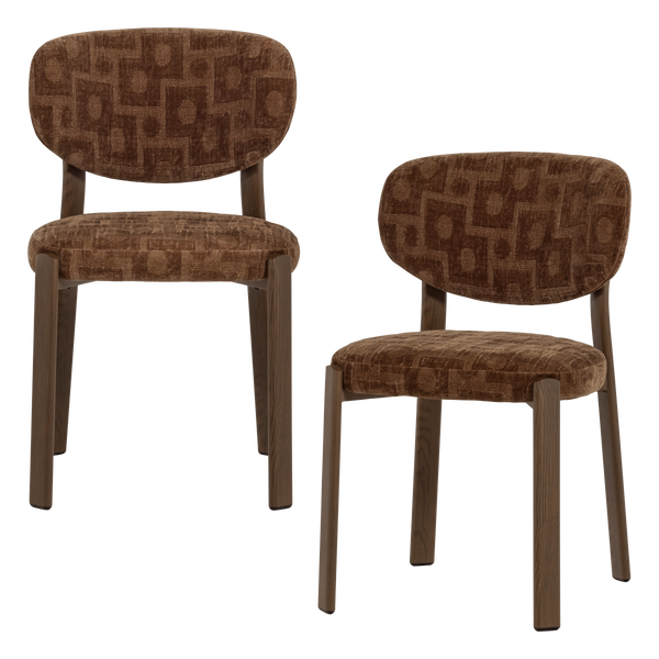 Image de FOON CHAISE DE SALLE STRUCTURÉ 3D MARRON - SET DE 2 [fsc]