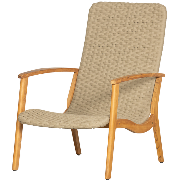Image of STONY ARMCHAIR WITH ROUNDED BACK WICKER/TEAK NATURAL