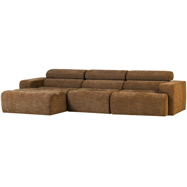 Image of NOVI CHAISE LONGUE SOFA LEFT CARAMEL BROWN MELANGE