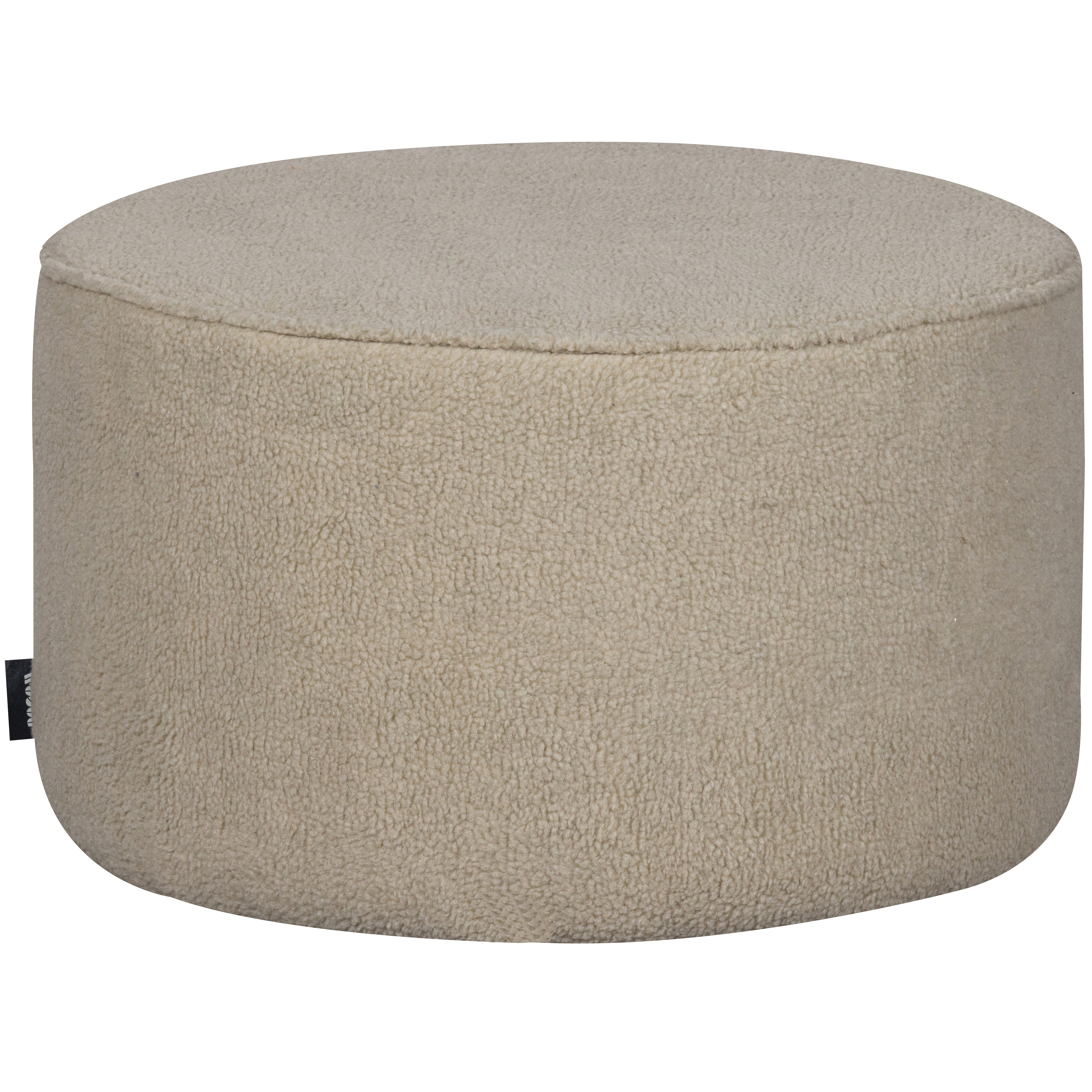 De Eekhoorn | SARA POUF ROND VELOURS BAS TEDDY OFF WHITE