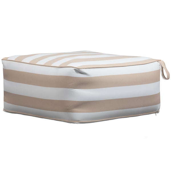 Image of SIT ON AIR INFLATABLE POUF STRIPED SAND/WHITE