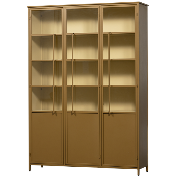 Image of EXHIBIT XL 3-DOORS DISPLAY CASE METAL HONEY YELLOW