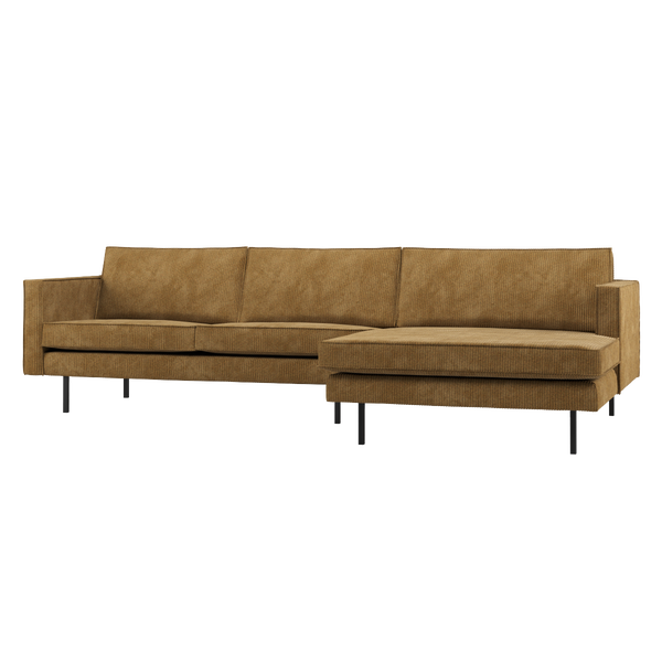 Image of RODEO CHAISE LONGUE SOFA RIGHT RIBSTOF HONEY YELLOW