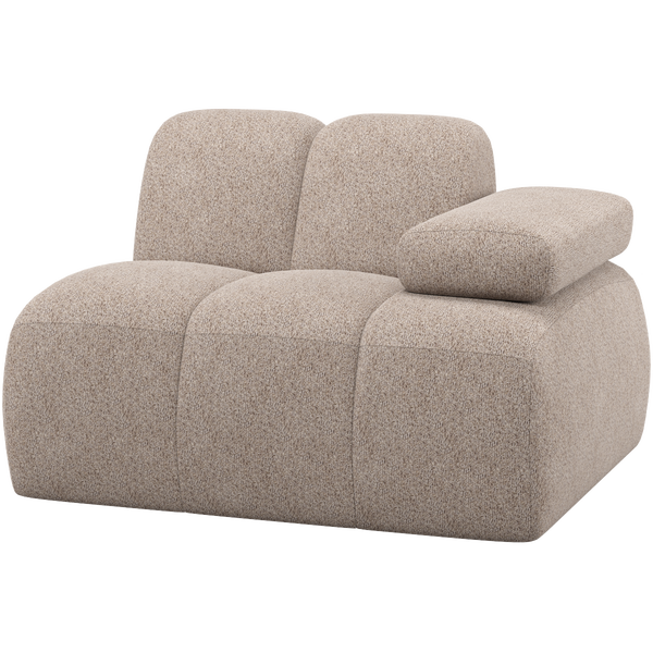 Image of MOJO 1-SEATER ELEMENT ARM RIGHT WOOLLY FABRIC DARK SAND