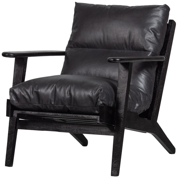 Image of HOUSTON ARMCHAIR REAL LEATHER BLACK