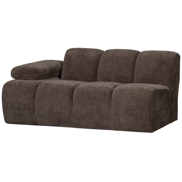 Image of MOJO 1,5-SEATER WITH ARM LEFT WOVEN RIB FABRIC BROWN