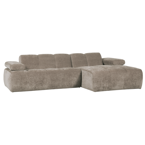 Image de MOJO CHAISE LONGUE CANAPE DROITE TISSU CÔTELÉ SABLE FONCÉ