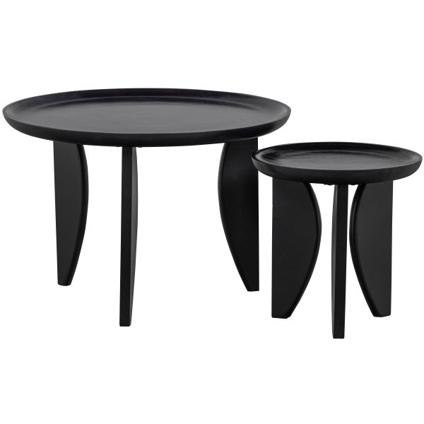 Image of SET OF 2 - HIGH HEELS SIDETABLES MANGO WOOD GLOSS BLACK