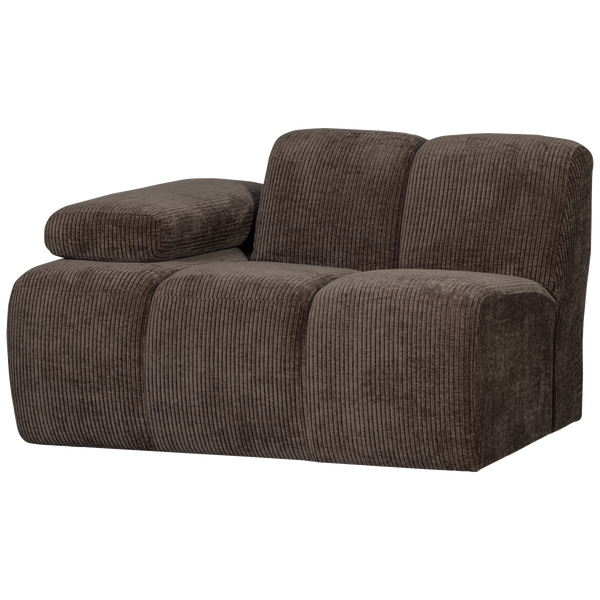 Image of MOJO 1-SEATER WITH ARM LEFT WOVEN RIB FABRIC BROWN