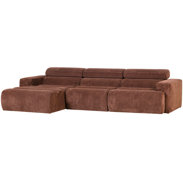 Image of NOVI CHAISE LONGUE SOFA LEFT RIB FABRIC TERRA