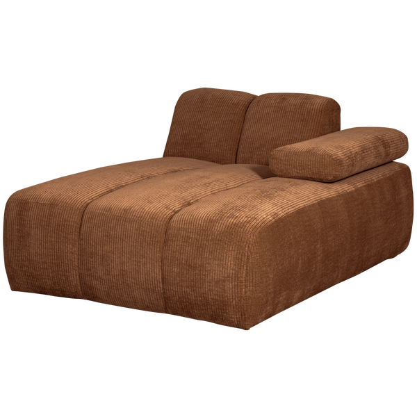 Image of MOJO CHAISE LONGUE ELEMENT RIGHT WOVEN RIB FABRIC RUST BROWN