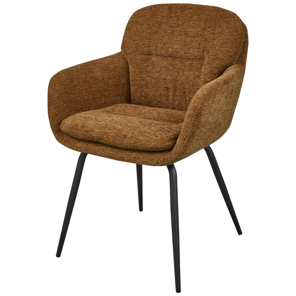 Image of RUNA DINING CHAIR CHENILLE CARAMEL BROWN/YELLOW