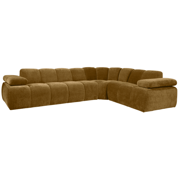 Image of MOJO CORNER SOFA RIGHT WOVEN RIB FABRIC HONEY YELLOW