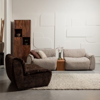 Image of BAGGY 2-SEATER WOVEN FABRIC BROWN MELANGE