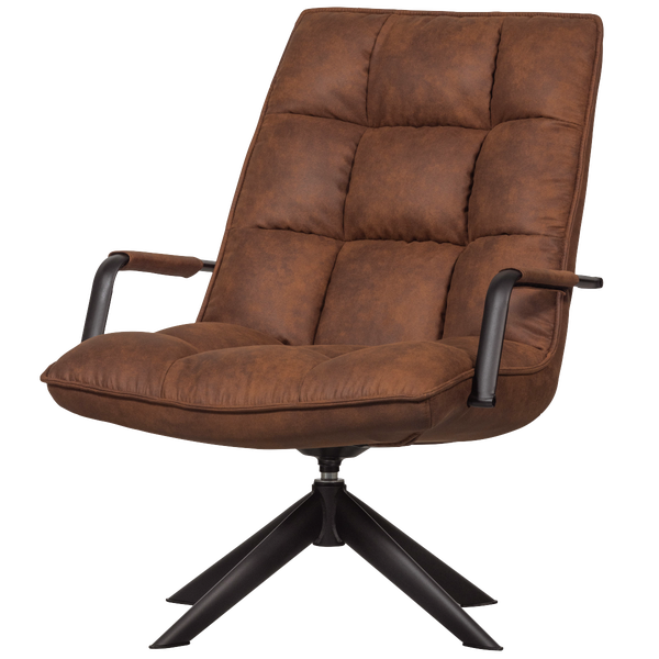 Image of JOUKE SWIVEL ARMCHAIR ARM IMITATION LEATHER COGNAC [fsc]