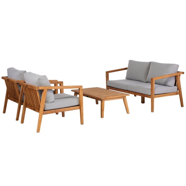 Image of LUCCA TEAK COFFEE GARDEN SET INCL CUSHIONS