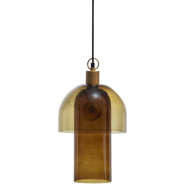 Afbeelding van GIGI HANGLAMP DUBBELE KAP GLAS 31xØ22CM TAN