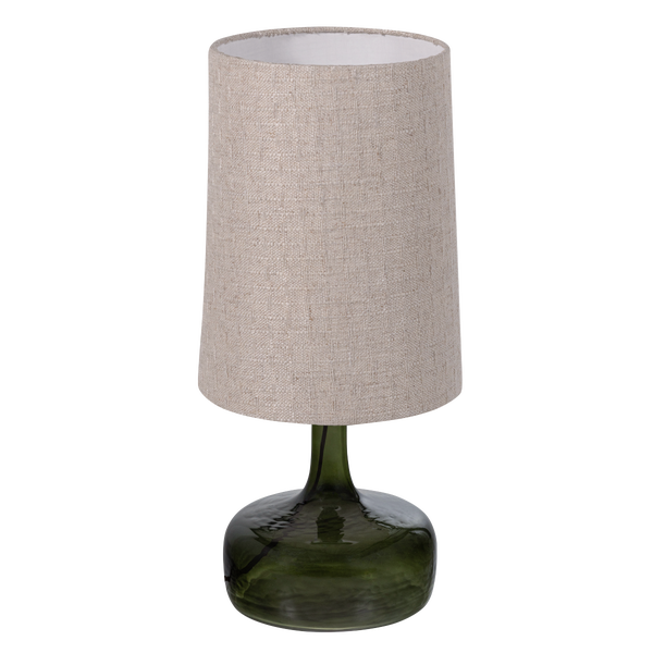Image of LUMA TABLE LAMP GLASS GREEN/LAMPSHADE NATURAL