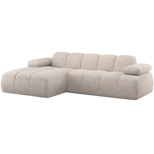 Image of MOJO CHAISE LONGUE SOFA LEFT RIB FABRIC ECRU