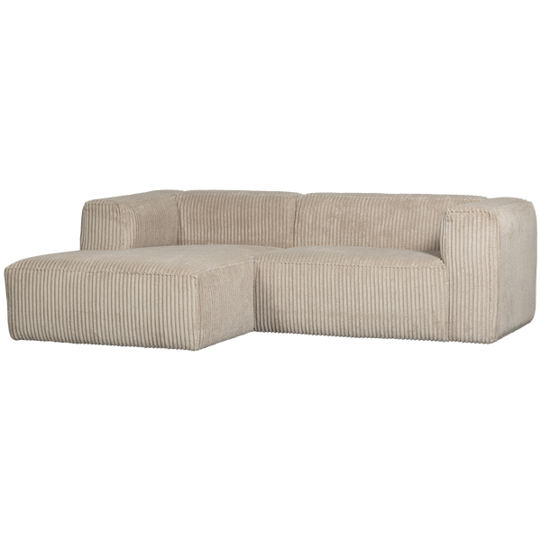 Afbeelding van BEAN CHAISE LONGUE LINKS GROVE RIBSTOF TRAVERTIN