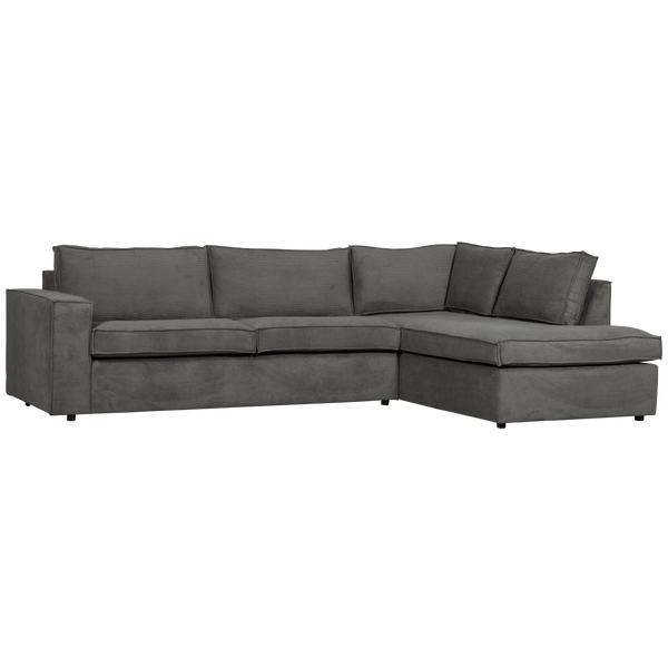 Image of THOMAS CORNER SOFA RIB FABRIC RIGHT DARK GREY