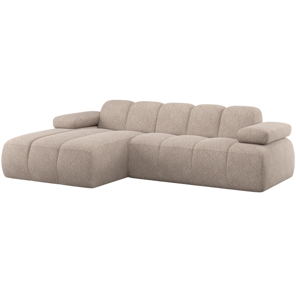 Image of MOJO CHAISE LONGUE SOFA LEFT WOOLLY DARK SAND