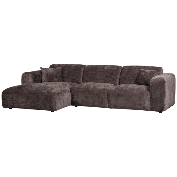 Afbeelding van CLOUD CHAISE LONGUE LINKS GEWEVEN CHENILLE WARM BRUIN