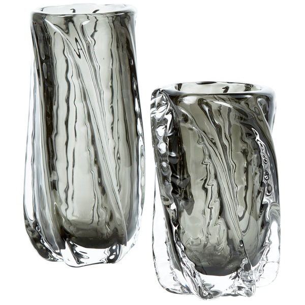 Afbeelding van PARAGON HANDGEVORMDE VAAS GLAS ANTRACIET 27x12CM