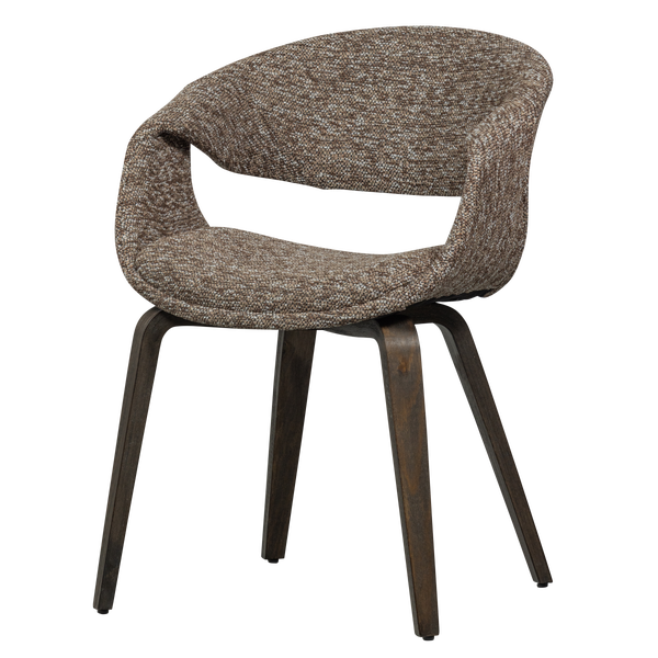 Image of YOSSI DINING CHAIR BROWN WITH WOODEN LEG DARK BROWN