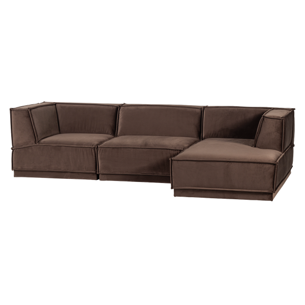Bild von MANU CHAISE LONGUE SOFA RECHTS VELVET BRAUN [fsc]