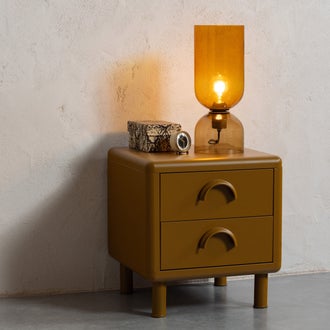 Image of RUNE DRESSER/NIGHT STAND 2 DRAWERS METAL HONEY YELLOW