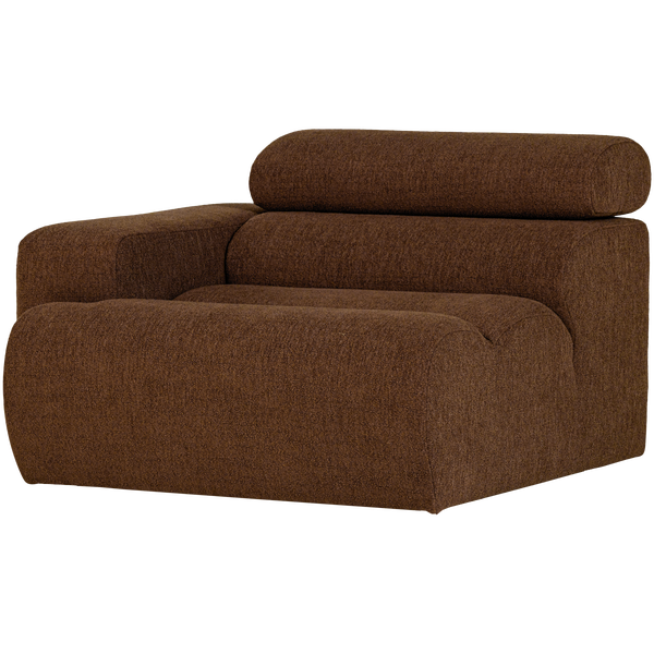 Image of NOVI 1-SEATER ELEMENT ARM LEFT BOUCLÉ MOCHA BROWN
