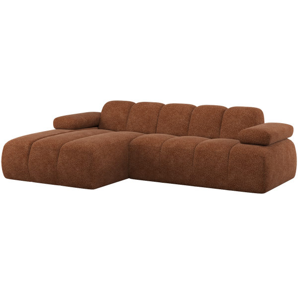 Image of MOJO CHAISE LONGUE SOFA LEFT WOOLLY RUST BROWN