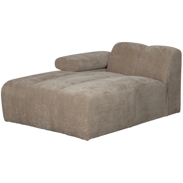 Image of MOJO CHAISE LONGUE ELEMENT LEFT WOVEN RIB FABRIC DARK SAND