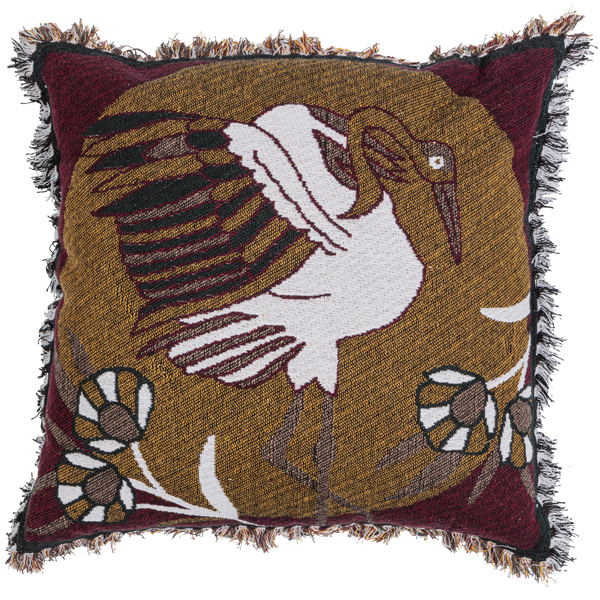 Image of CIRCUIT JACQUARD CUSHION WITH BIRD MULTICOLOR