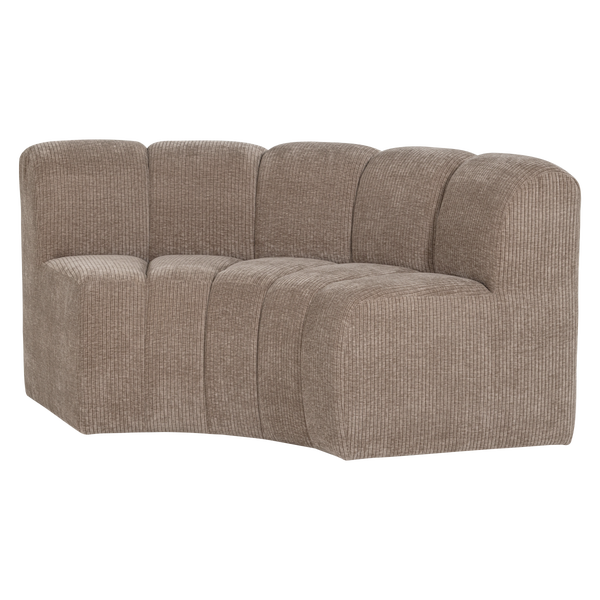 Afbeelding van MOJO EETBANK HALFRONDE HOEK RUGLEUNING RIB DONKERZAND [fsc]