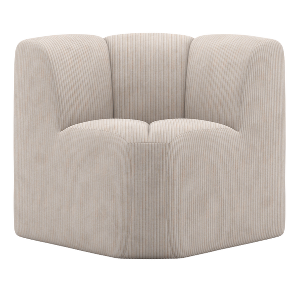 Image of MOJO DINING BENCH CORNER WITH BACKREST RIB FABRIC ECRU